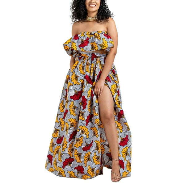 Floral Beach Dresses for Women Off Shoulder Crop Top+Maxi Dress Summer Outfits Bohemian Maxi Dress 